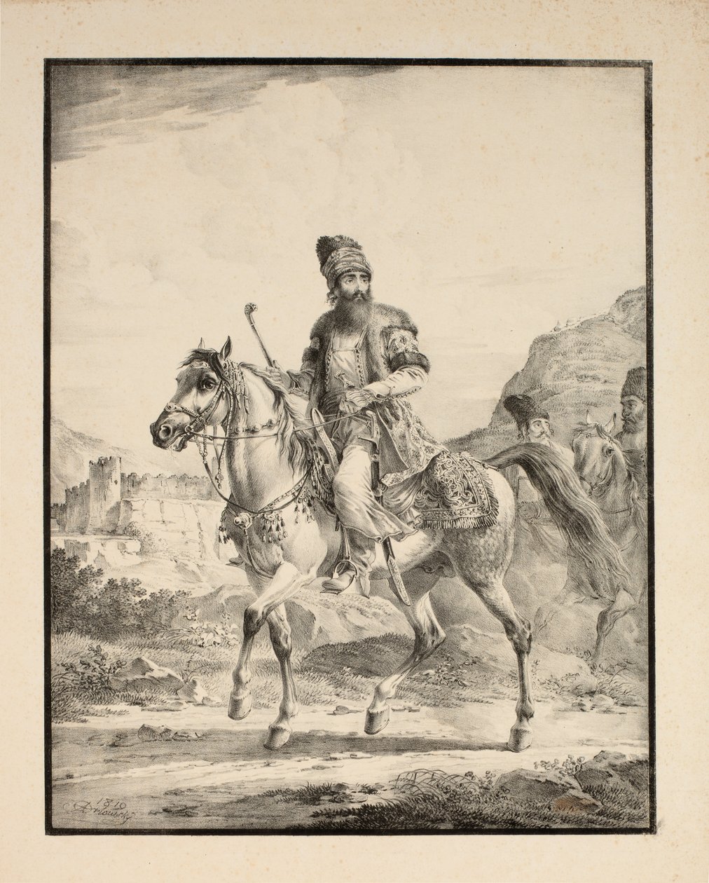 Perser til hest, 1820 af Alexander Orlowski