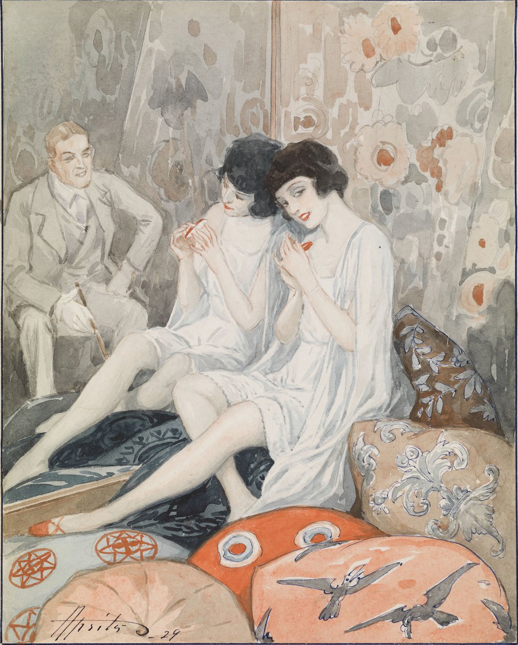 Lady in Her Boudoir, 1929 af Alexander Petrovich Apsit
