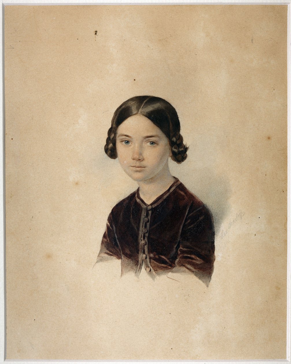 Portræt af Sofia Alexandrovna Briullowa (1848-1901) af Sokolov, Alexander Petrovich (1830-1911). Akvarel på pap, slutningen af 1850