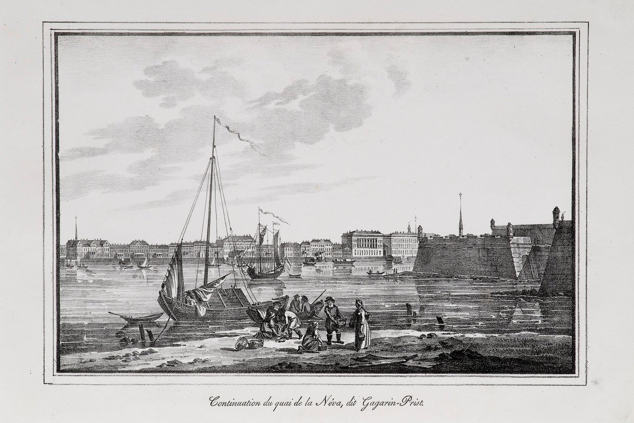 Petrovsky-kajen i Skt. Petersborg, den såkaldte Gagarinsky-brawler Series Views of Saint Petersburg, 1820