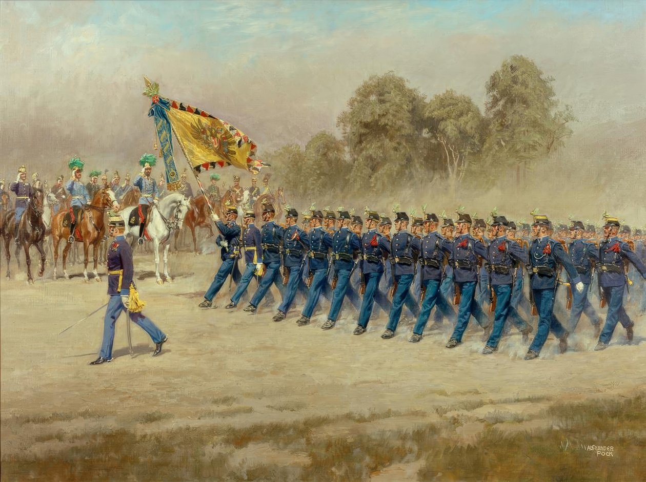 K. u. K. Høje og tyske mesterinfanteriregiment nr. 4 besmitter foran ærkehertug Eugen af Alexander Pock