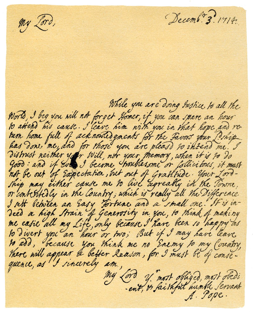 Brev fra Alexander Pope til Charles Montagu, 3. december 1714. af Alexander Pope