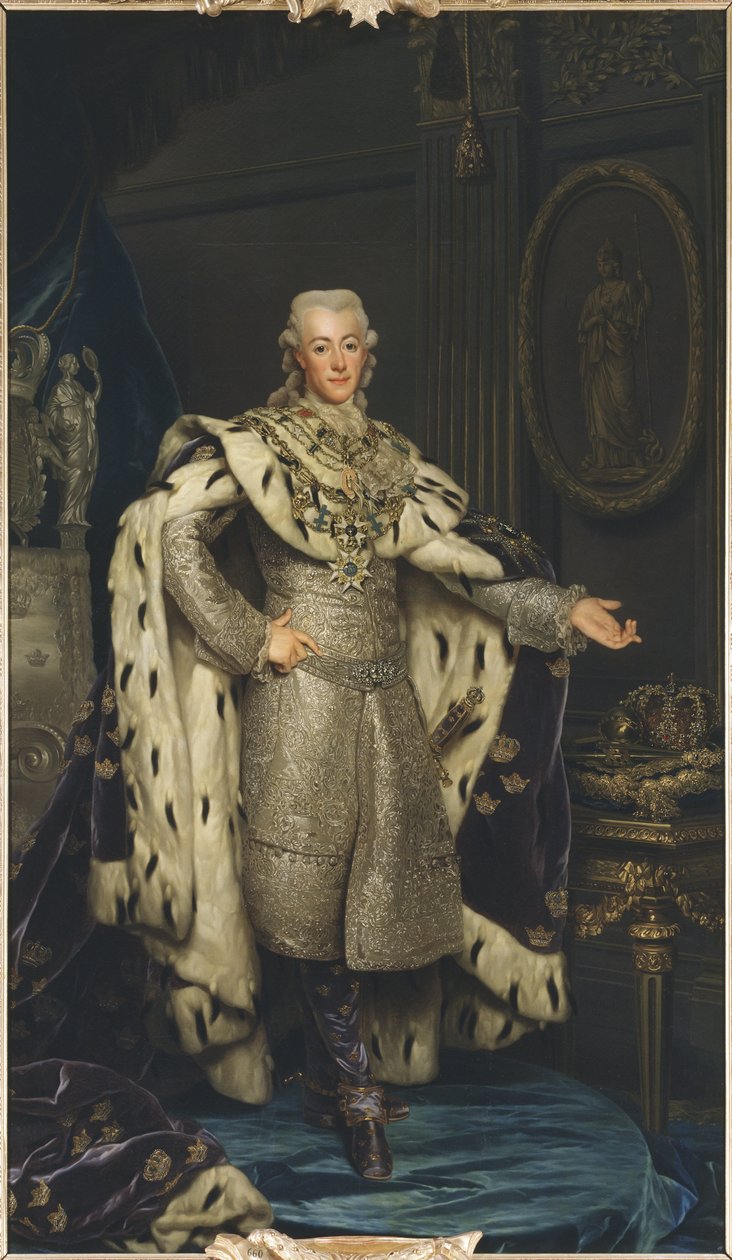 Gustave III de Suede - Portræt af kong Gustav III af Sverige (1746-1792), af Roslin, Alexander (1718-1793). Olie på lærred af Alexander Roslin