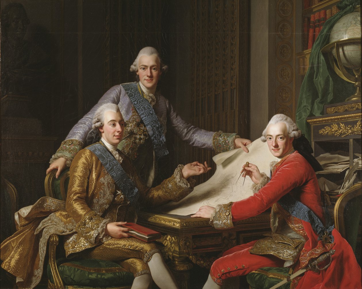 Kong Gustav III af Sverige og hans brødre af Alexander Roslin