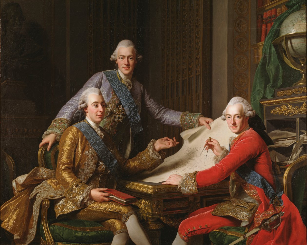 Kong Gustav III af Sverige og hans brødre, 1771 af Alexander Roslin