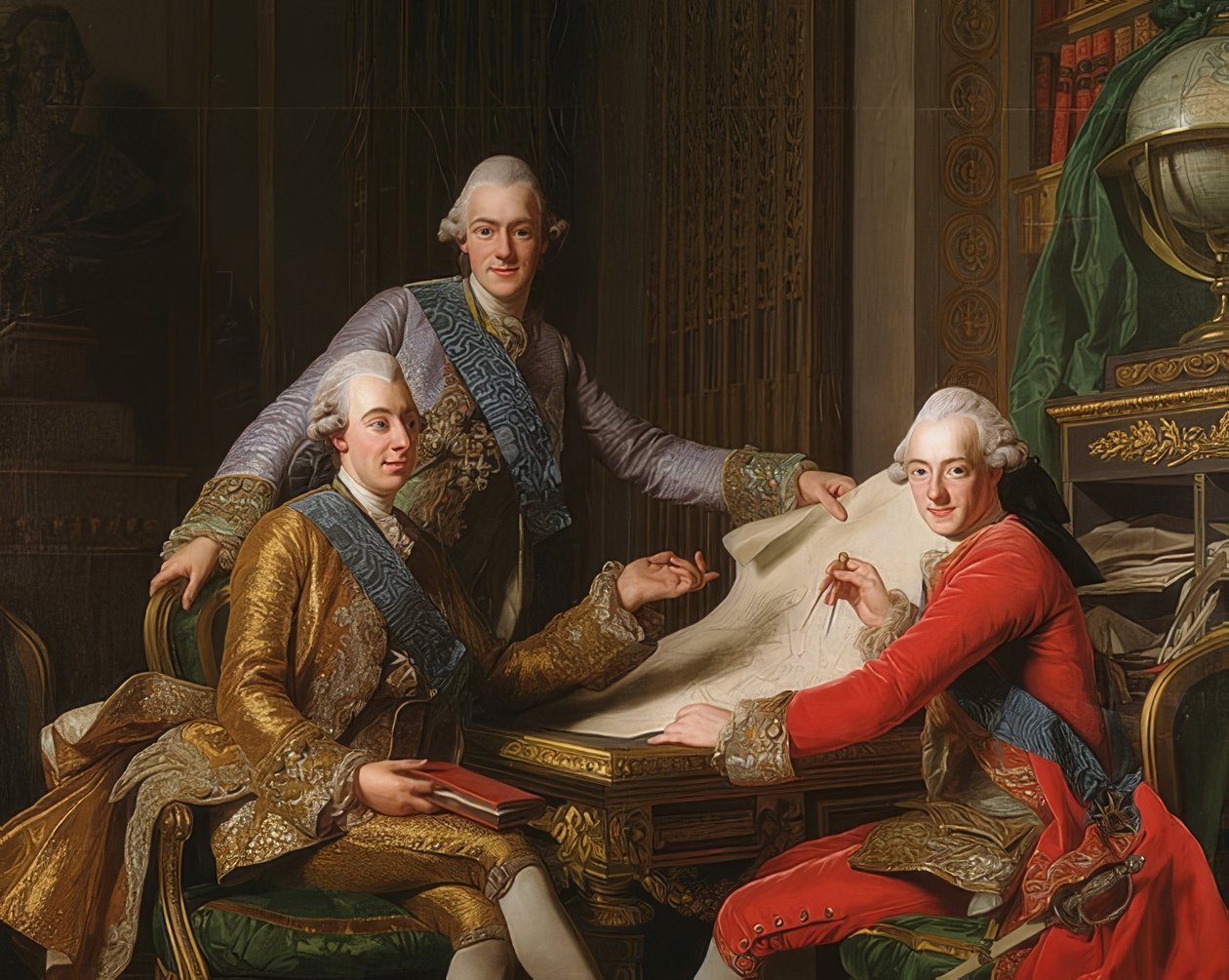 Kong Gustav III af Sverige og hans brødre. 1771 af Alexander Roslin