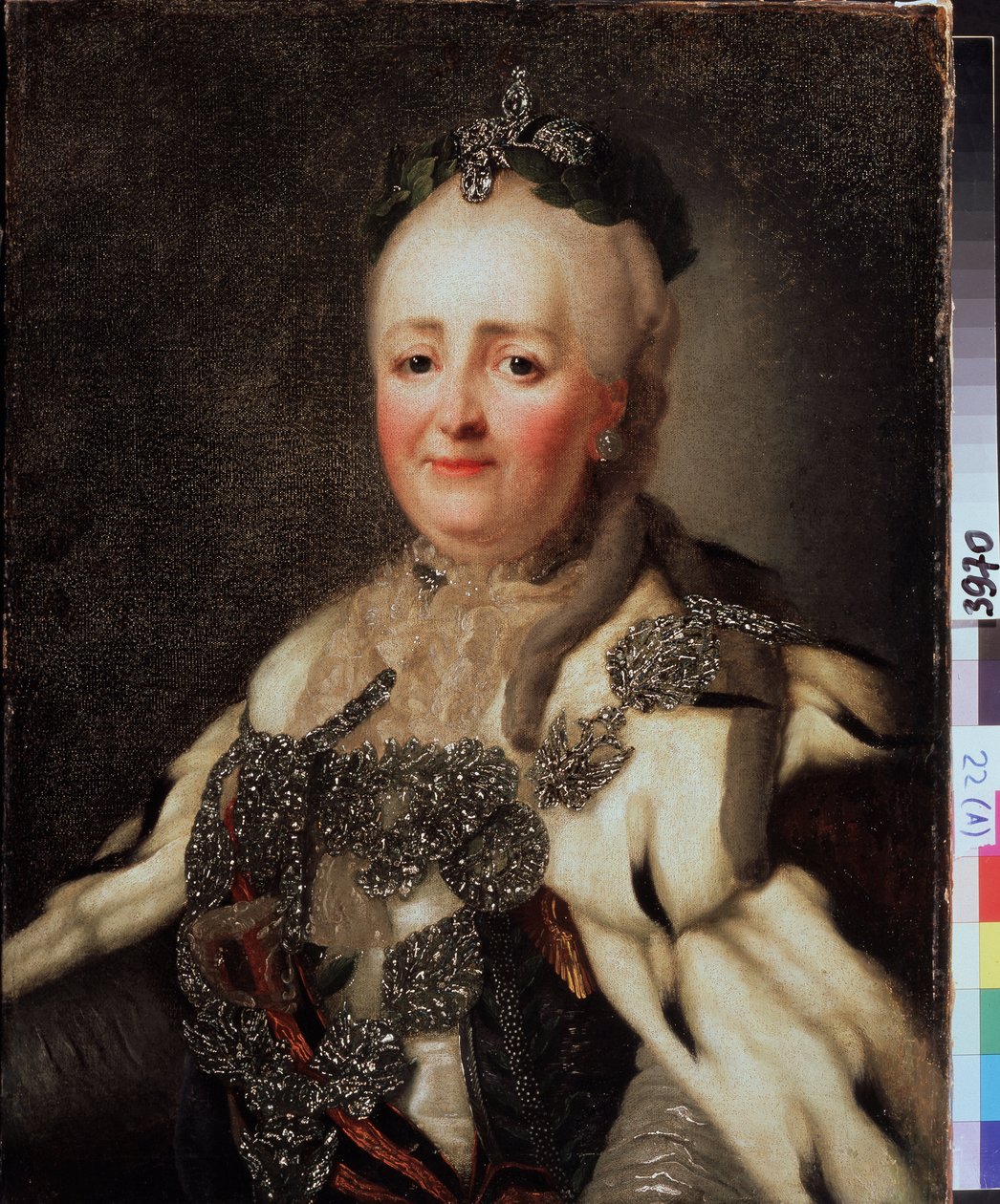""Portræt af Catherine II (caterina II) (1729-1796), kejserinde af Rusland"" Maleri af Alexandre Roslin (1718-1795). Statens regionale I. Pozhalostin kunstmuseum, Ryasan. af Alexander Roslin