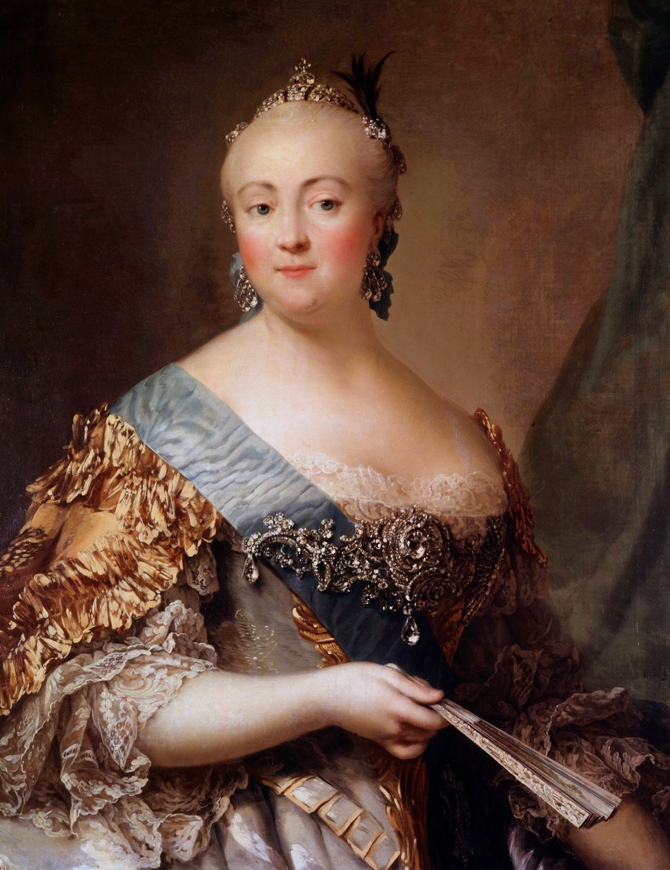 Portræt af Elisabeth Petrovna (1709-1762), Ruslands kejserinde under navnet Elisabeth Iere, datter af Peter den Store. Maleri af Alexander Roslin (1718-1793) Eremitagemuseet fra det 18. århundrede, Sankt Petersborg - Portræt af Elizabeth Petrovna (1709-1) af Alexander Roslin