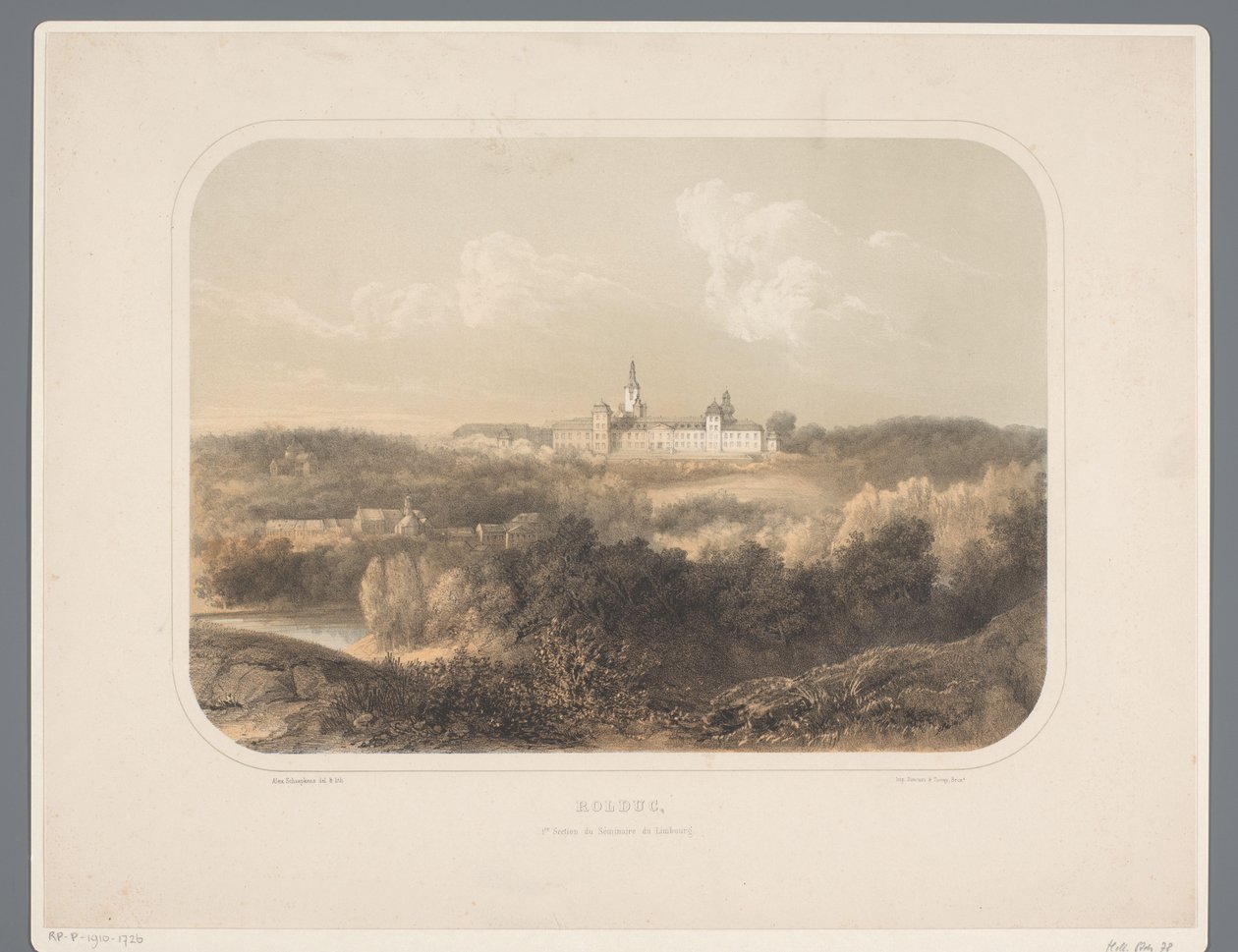 Abdij Rolduc Rolduc, 1. afdeling af Limburg Seminary (titel på objekt) Rolduc og dens omgivelser (serietitel) af Alexander Schaepkens