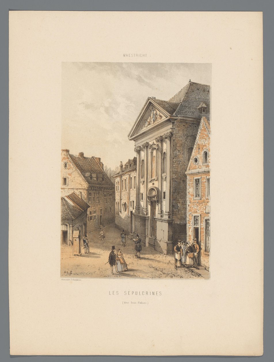 Bonnefantenklooster te Maastricht Gravene (kendt som Bons-Enfants) (titel på objekt) Monumenter i Maastricht (serietitel) af Alexander Schaepkens