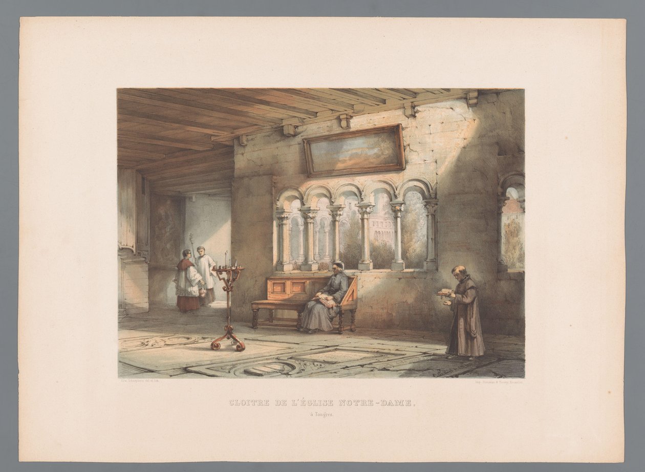 Udsigt over klostret i Vor Frue Basilika i Tongeren Cloitre de l