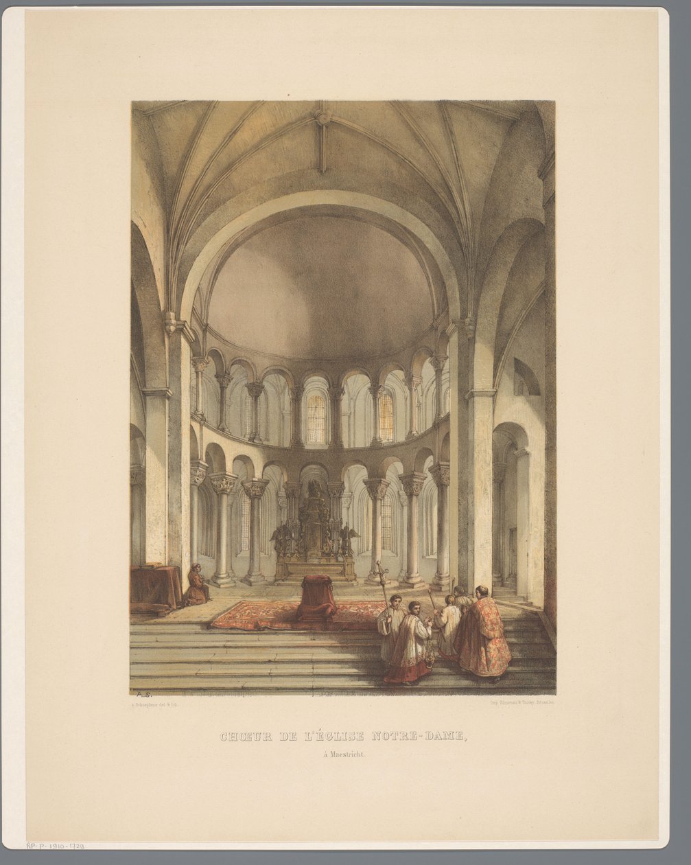 Interiør fra Onze-Lieve-Vrouwe-Basiliek te Maastricht Kor fra Notre-Dame kirken i Maestricht (titel på objekt) Gamle arkitekturmonumenter fra det ellevte århundrede til det trettende århundrede i Limburg (serietitel) af Alexander Schaepkens
