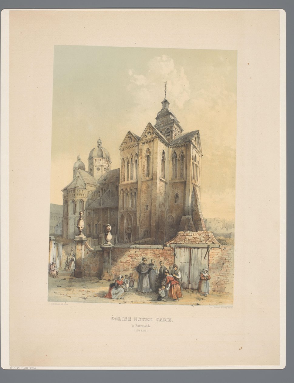 Onze Lieve Vrouwe Munsterkerk te Roermond Vor Frue Kirke, i Roermonde (nordkysten). (titel på objekt) Gamle arkitekturmonumenter fra det ellevte århundrede til det trettende århundrede i Limburgs (serietitel) af Alexander Schaepkens