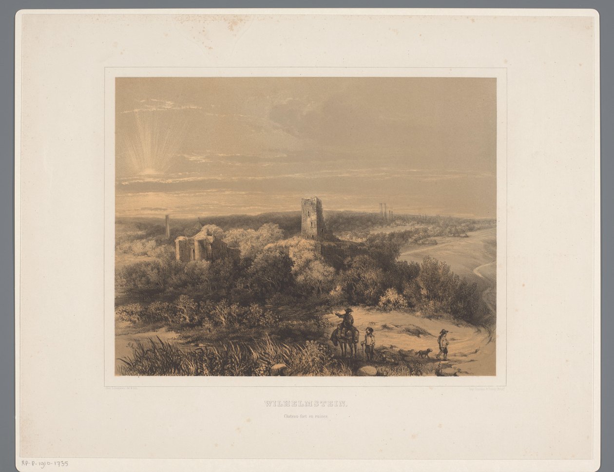 Ruinerne af Wilhelmstein Slot Wilhelmstein, Chateau-fort og ruiner (titel på objekt) Rolduc et ses environs (serietitel) af Alexander Schaepkens
