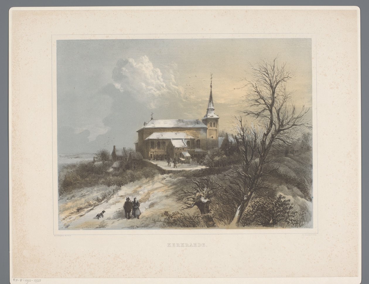 Saint Lambert-kirken i Kerkrade Kerkrade (titel på objekt) Rolduc et ses environs (serietitel) af Alexander Schaepkens