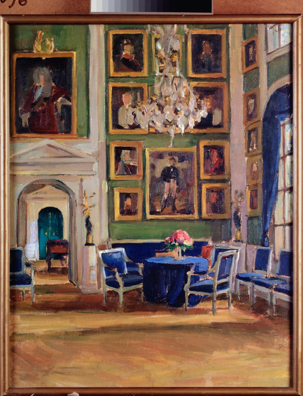 In a Reception Room (I a Reception Room) - Værk af Alexander Valentinovich Sredin (Sredine) (1872-1934), olie på pap - Russisk kunst, slutningen af ​​det 19.-begyndelsen af ​​det 20. århundrede, modernisme - A Pushkin Memorial Museum, Sankt Petersborg af Alexander Sredin