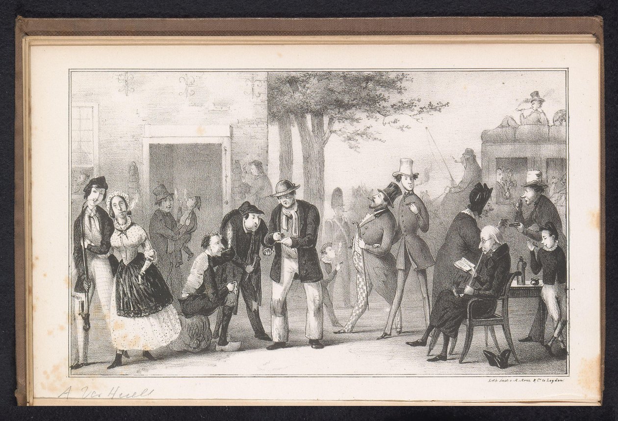 Tegnefilm i Leiden studenteralmanak, 1843 Nikotin-urten (titel på objekt) af Alexander Ver Huell