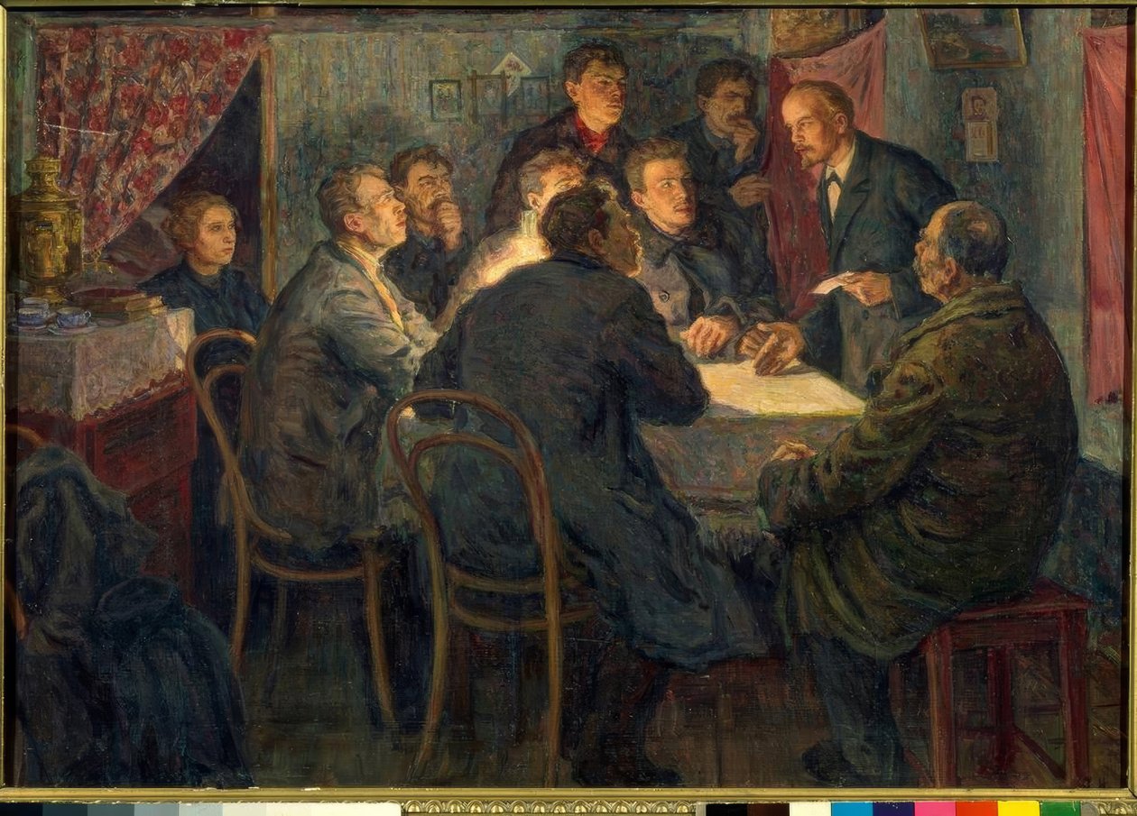 VI Lenin som leder af det marxistiske kursus i Petersborg af Alexander Viktorowitsch Morawow
