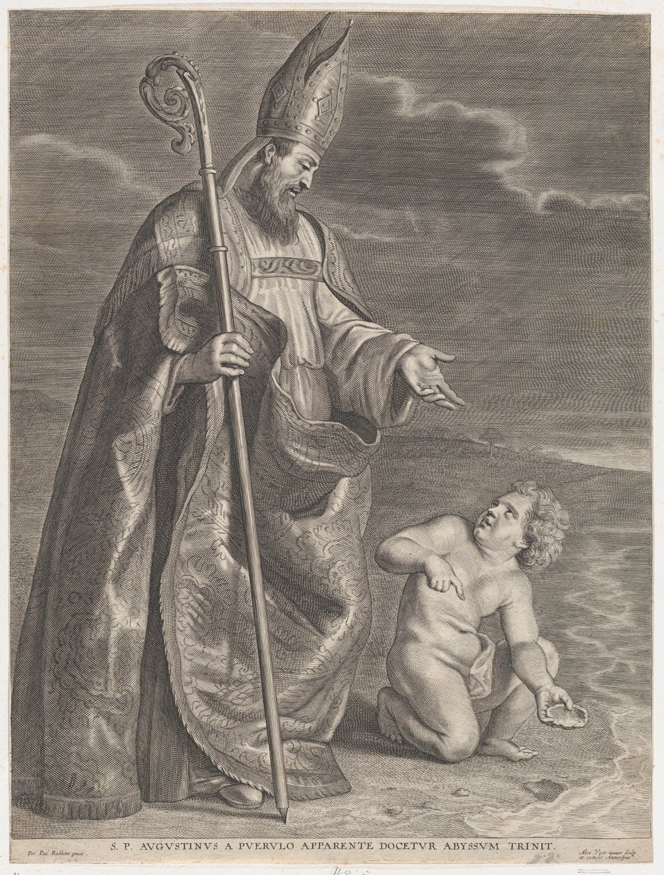 Saint Augustine, viser sig for et barn på en strand, ca. 1662-95., ca. 1662-95. af Alexander Voet
