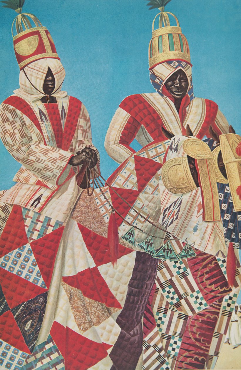 Cavaliers Djerma (Niamey), fra Drawings and Paintings of Africa, udført under Citroen Center Africa-ekspeditionen, anden Haardt Audouin-Dubreuil-mission, pub. Paris, 1927 af Alexander Yakovlev