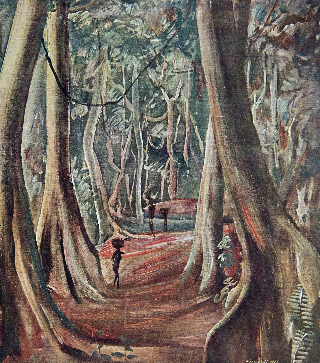 I den store skov, fra tegninger og malerier af Afrika, udført under Citroen Centre Afrique-ekspeditionen, anden Haardt Audouin-Dubreuil-mission, pub. Paris, 1927 af Alexander Yakovlev