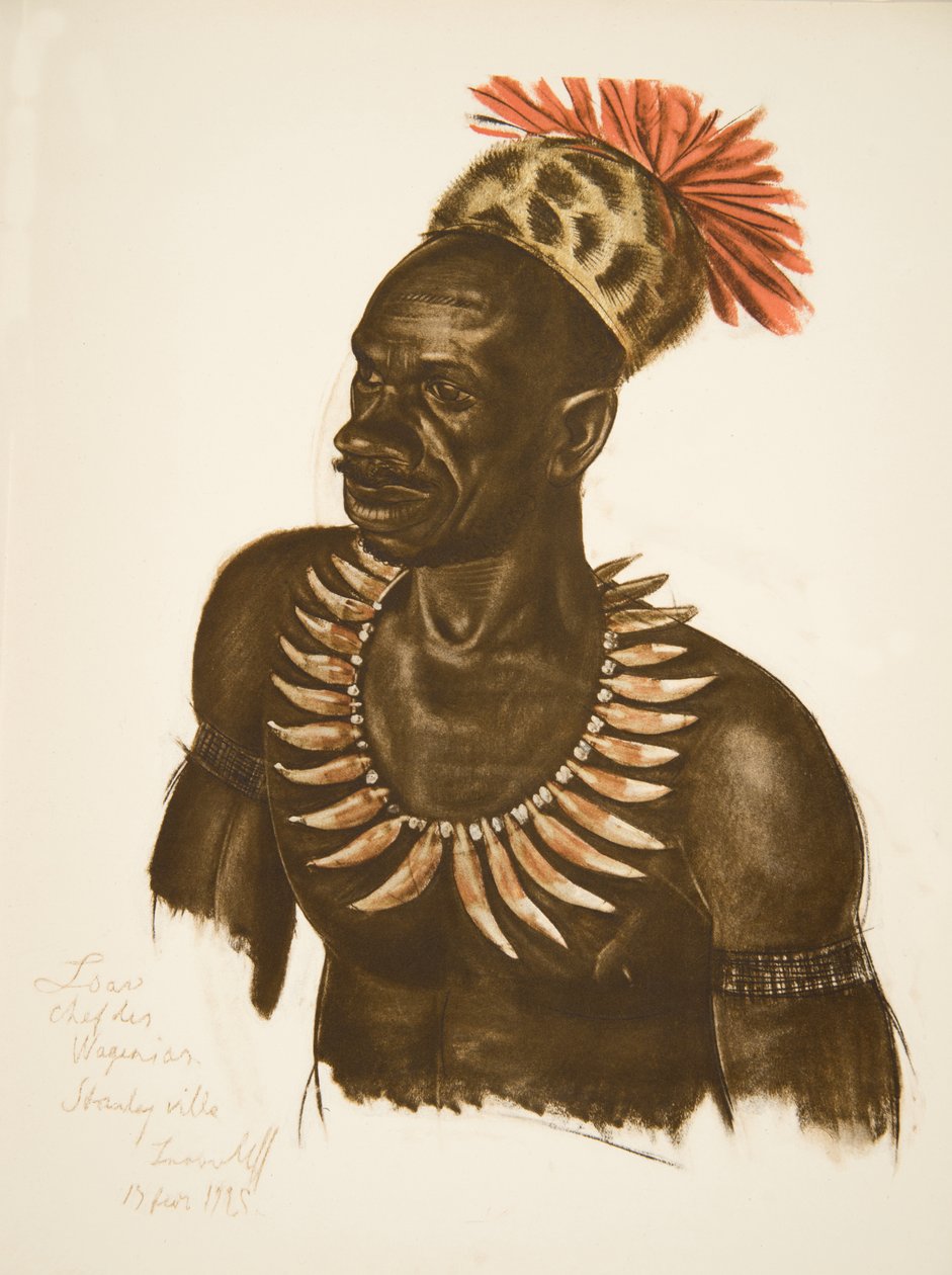 Louaho, kokken Wagenia (Stanleyville), fra Drawings and Paintings of Africa, henrettet under Citroen Center Afrique-ekspeditionen, anden Haardt Audouin-Dubreuil-mission, pub. Paris, 1927 (farve oplyst af Alexander Yakovlev