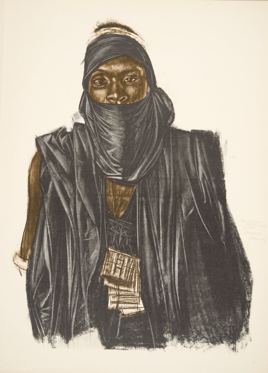 Mahoma, racen Songhai (Ansongo), fra Drawings and Paintings of Africa, udført under Citroen Center Afrique-ekspeditionen, anden Haardt Audouin-Dubreuil-mission, pub. Paris, 1927 af Alexander Yakovlev
