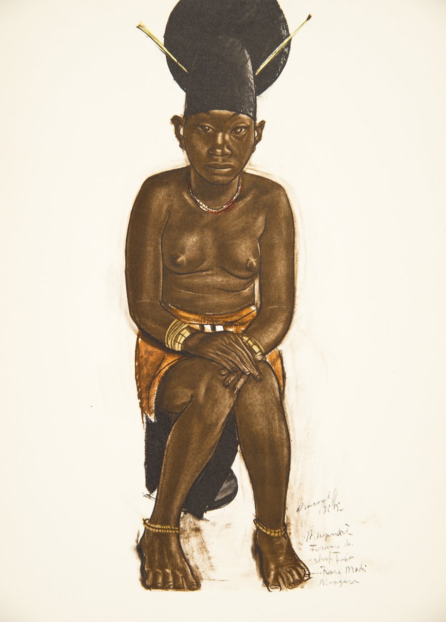 Napudre, hustru til Tuba (Niangara) Haut Ouelle, fra Drawings and Paintings of Africa, henrettet under Citroen Center Africa-ekspeditionen, anden Haardt Audouin-Dubreuil-mission, pub. Paris, 1927 ( af Alexander Yakovlev