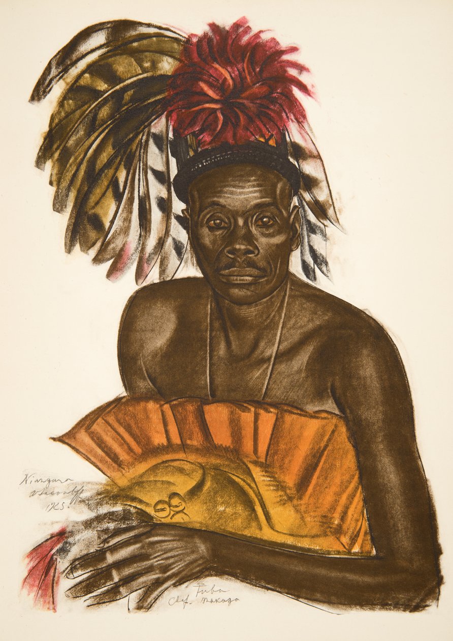 Tuba, kok Matchaga (Niangara (haut Ouelle), fra Drawings and Paintings of Africa, henrettet under Citroen Centre Afrique-ekspeditionen, anden Haardt Audouin-Dubreuil-mission, pub. Paris, 1927 (co. af Alexander Yakovlev