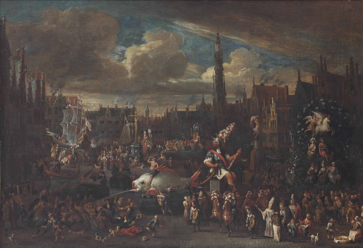 Ommegang i Antwerpen ved Meir af Alexander van Bredael