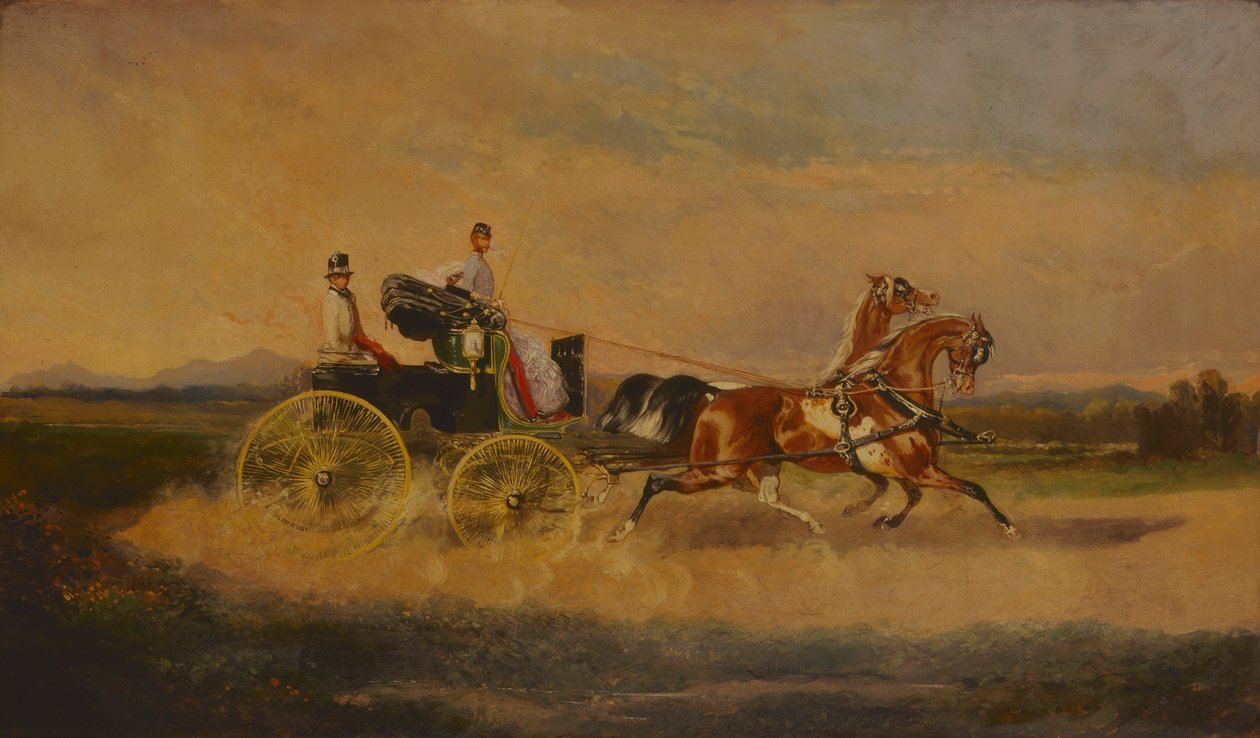 Kejser Franz Joseph I af Østrig tager en tur med sin phaeton, 1864. af Alexander von Bensa