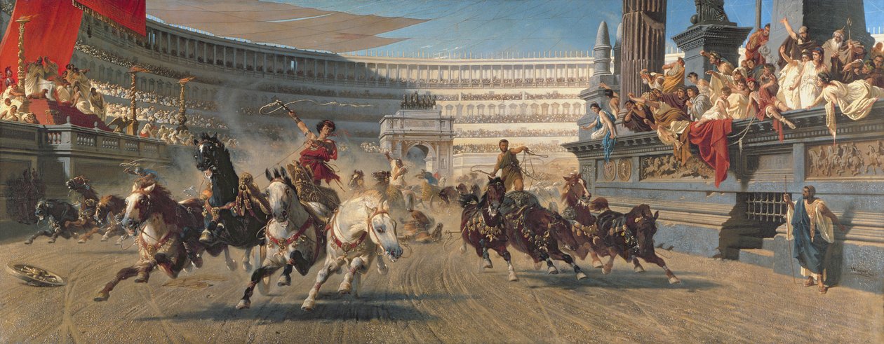 The Chariot Race, ca. 1882 (olie på lærred) af Alexander von Wagner