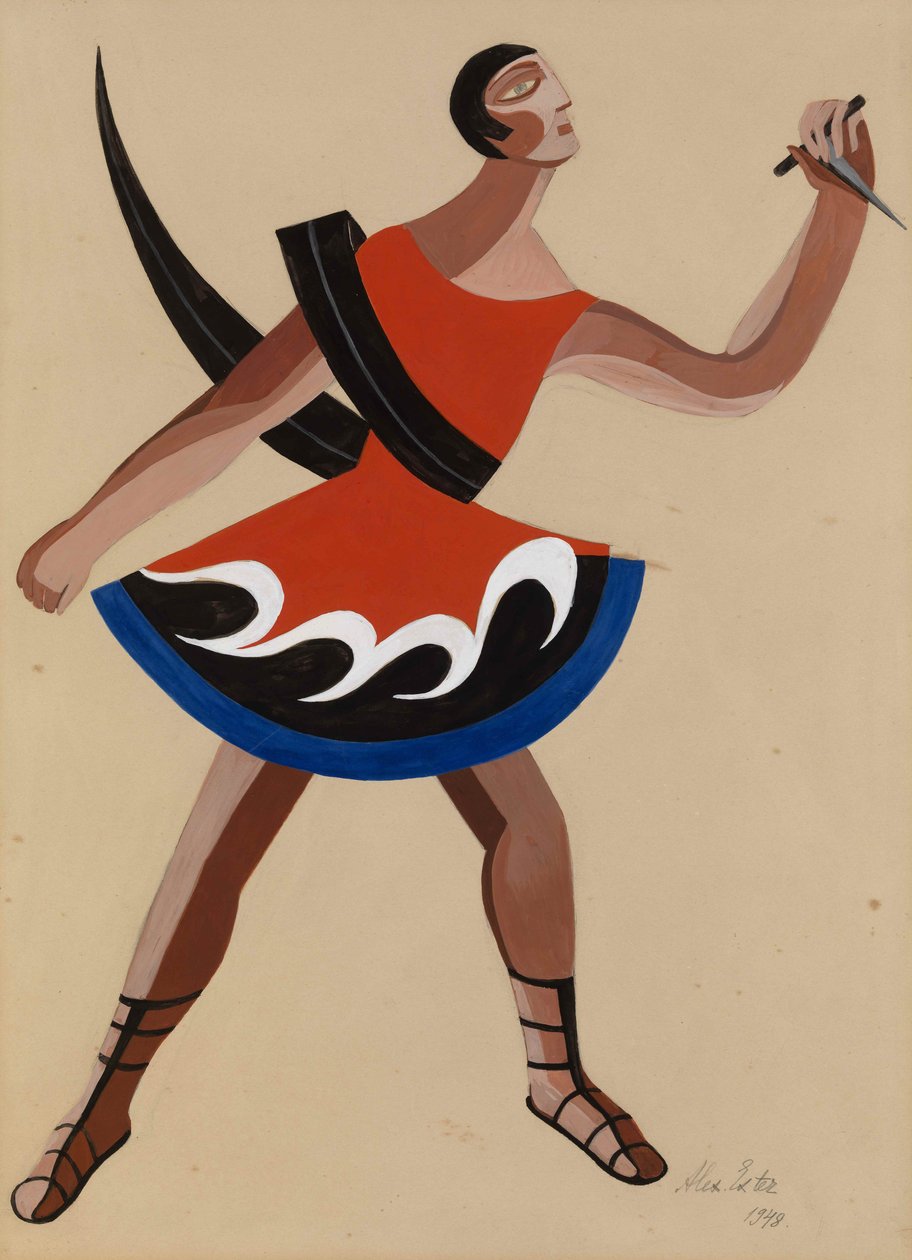 Kostumedesign til stykket The Phoenician Women af Euripides, 1948 af Alexandra Alexandrowna Exter
