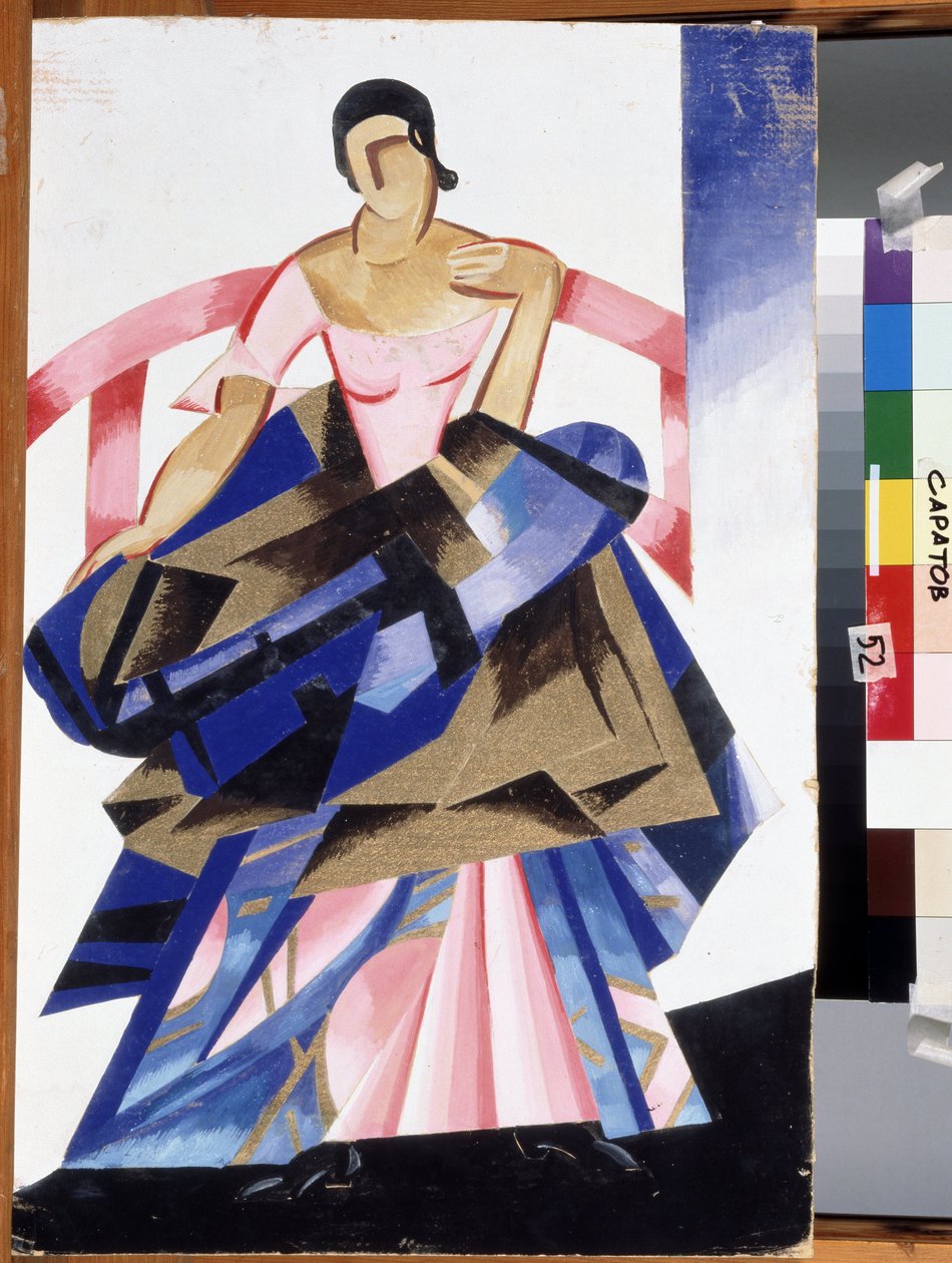 Teaterkostume til karakteren Julie i stykket ""Romeo og Julie"" af William Shakespeare. Gouache af Alexandra Alexandrovna Exter (1882-1949) 1921 State A. Radishchev Art Museum, Saratov af Alexandra Alexandrowna Exter