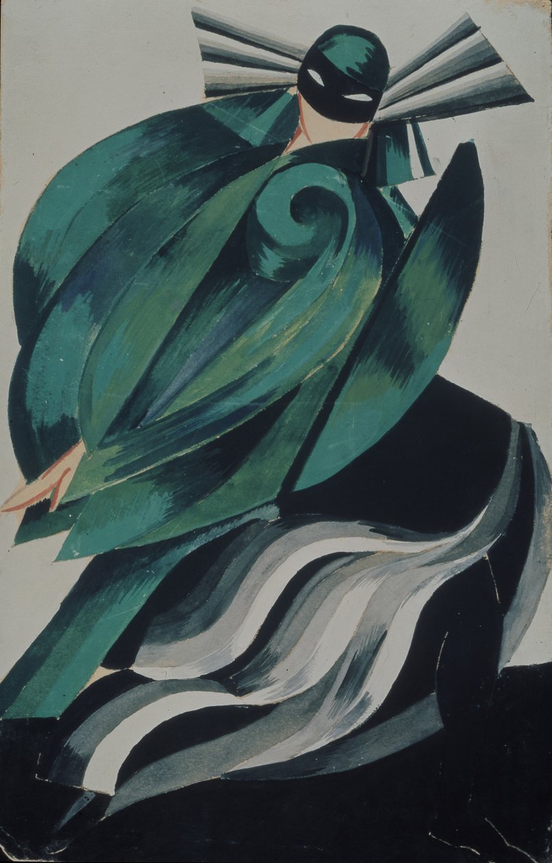Fjerde kvindelige masker. Kostumedesign til teaterstykket Romeo and Julia af W. Shakespeare, 1921 af Alexandra Alexandrowna Exter