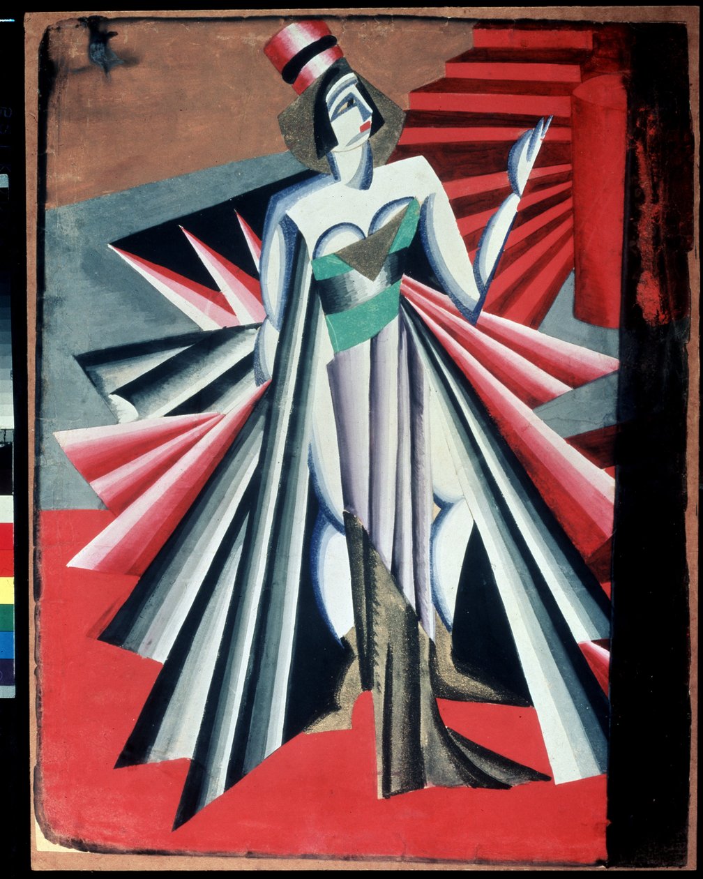 ""Character from Herodia"" Kostume til karakterer fra stykket ""Salome"" af Oscar Wilde. Gouache af Alexandra Alexandrovna Exter (1882-1949) 1917 State Central A. Bakhrushin Theatre Museum, Moskva, Rusland af Alexandra Alexandrowna Exter