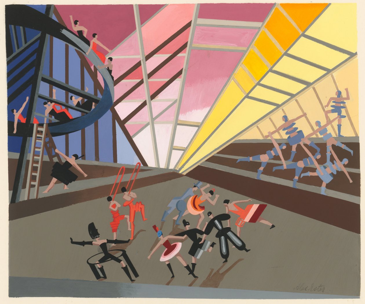 Naturskønt design fra porteføljen Décors de Théâtre, 1930. af Alexandra Alexandrowna Exter