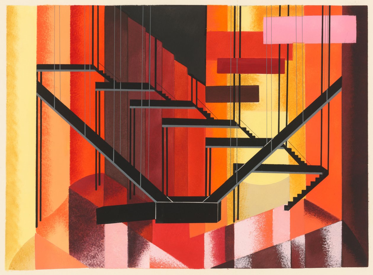 Naturskønt design fra porteføljen Décors de Théâtre, 1930. af Alexandra Alexandrowna Exter