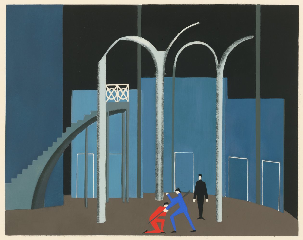 Naturskønt design fra porteføljen Décors de Théâtre, 1930. af Alexandra Alexandrowna Exter