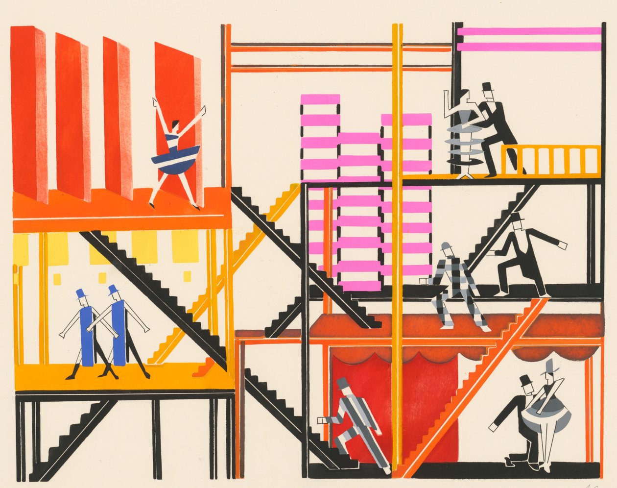 Naturskønt design fra porteføljen Décors de Théâtre, 1930. af Alexandra Alexandrowna Exter
