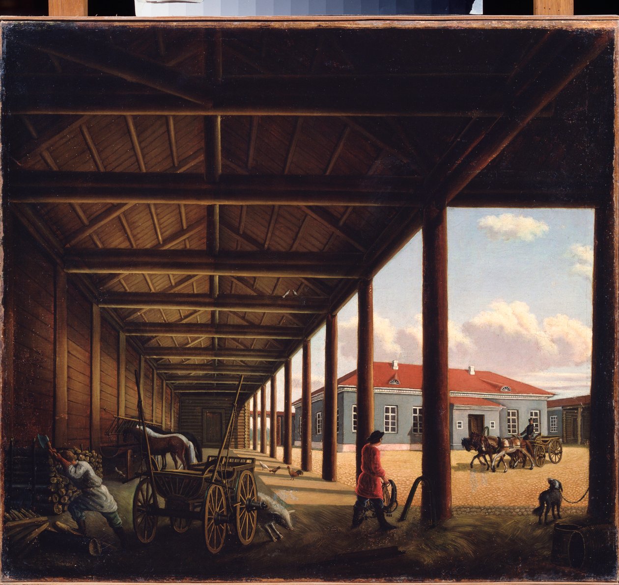 Stagecoach Station - Maleri af Alexandra Alexeyevna Venetsianova (1816-1882), olie på lærred, russisk kunst 1800-tallet - Regional Art Gallery, Tver (Rusland) af Alexandra Alexeyevna Venetsianova