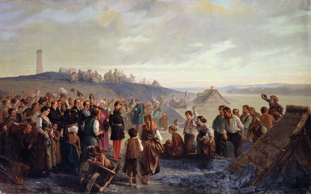 Napoleon III besøger skiferbrudene i Angers, 1856 af Alexandre Antigna