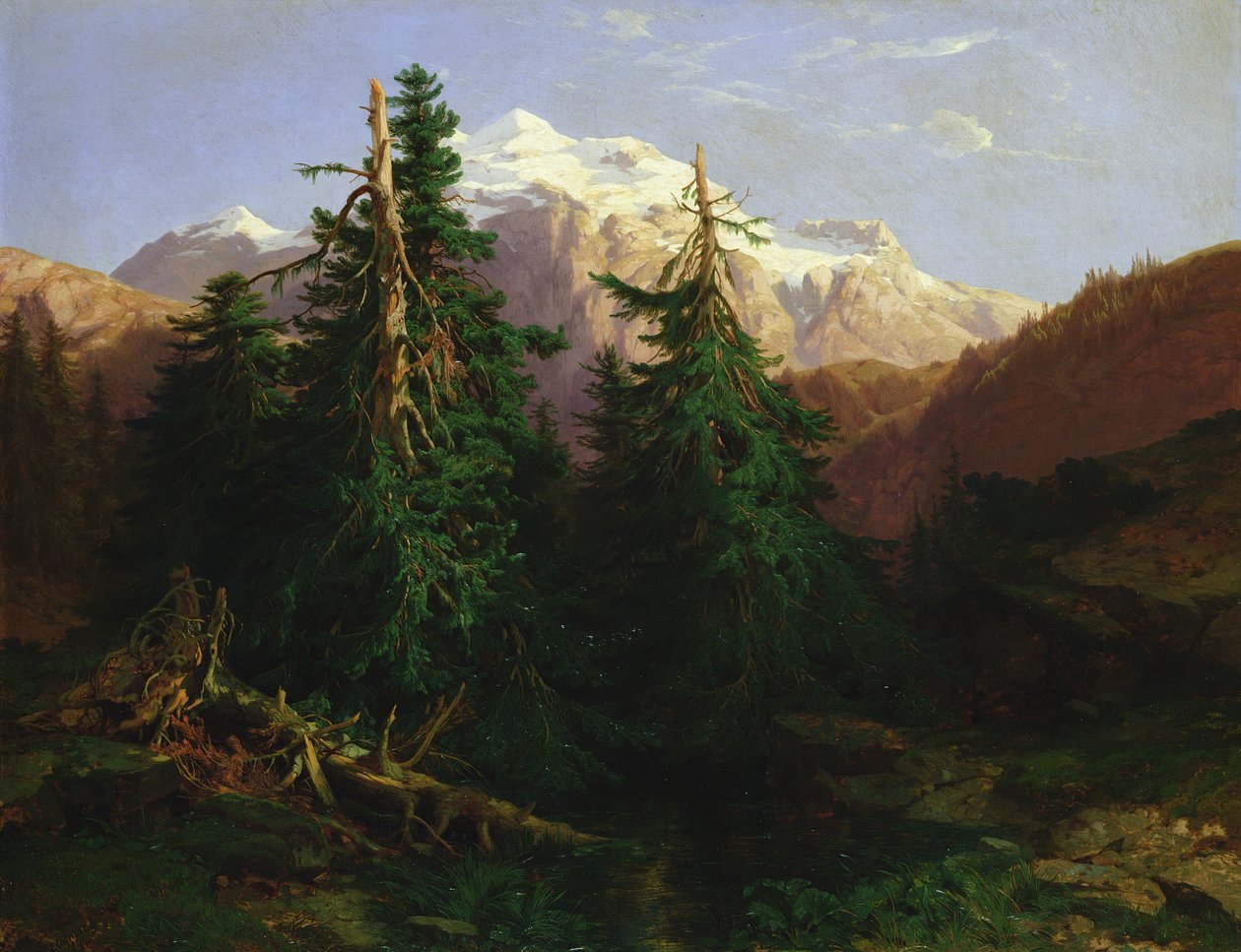 Glacier, Rosen Lanigletscher, 1854 af Alexandre Calame