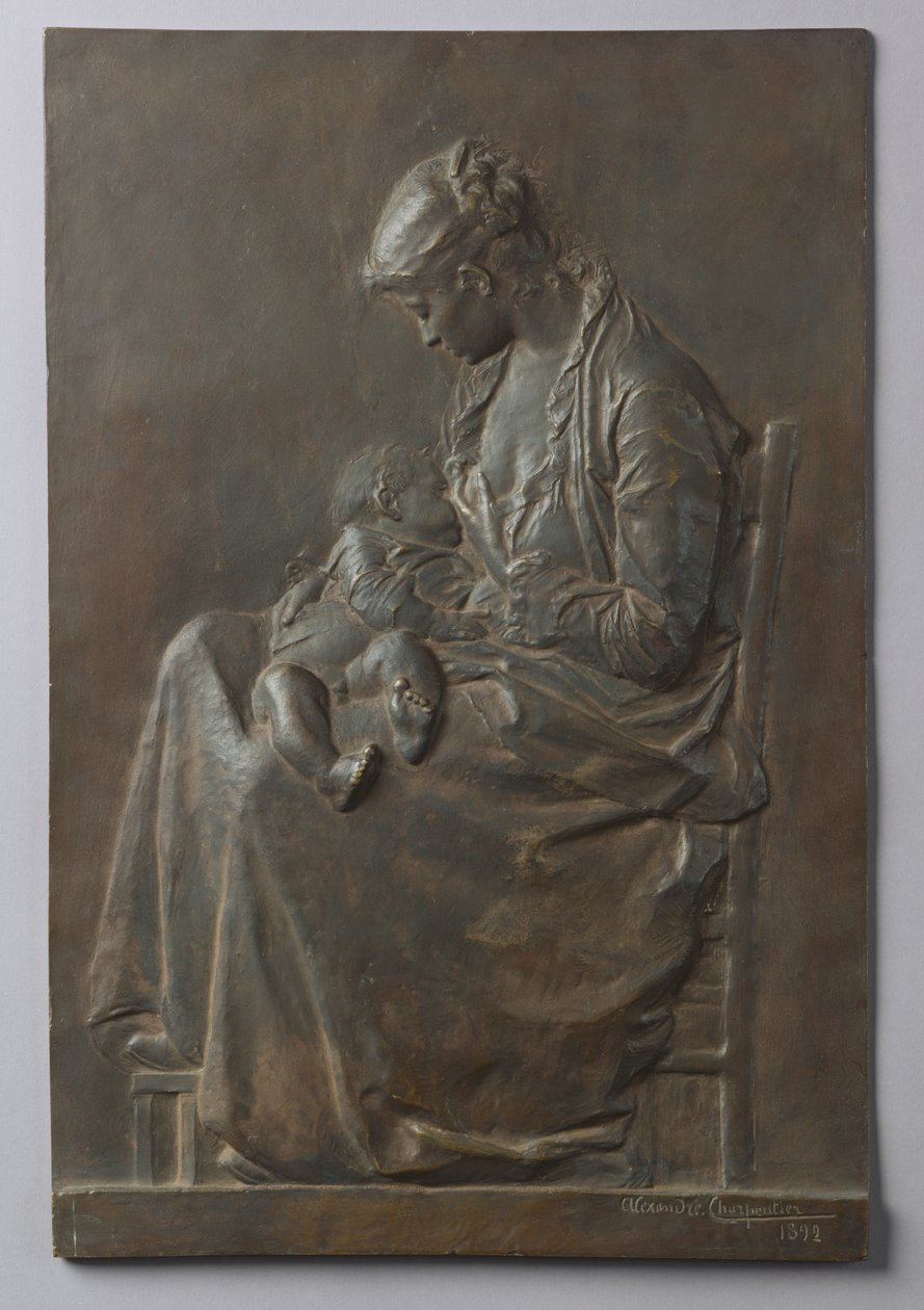 Mor og barn, 1892 (bronze) af Alexandre Charpentier