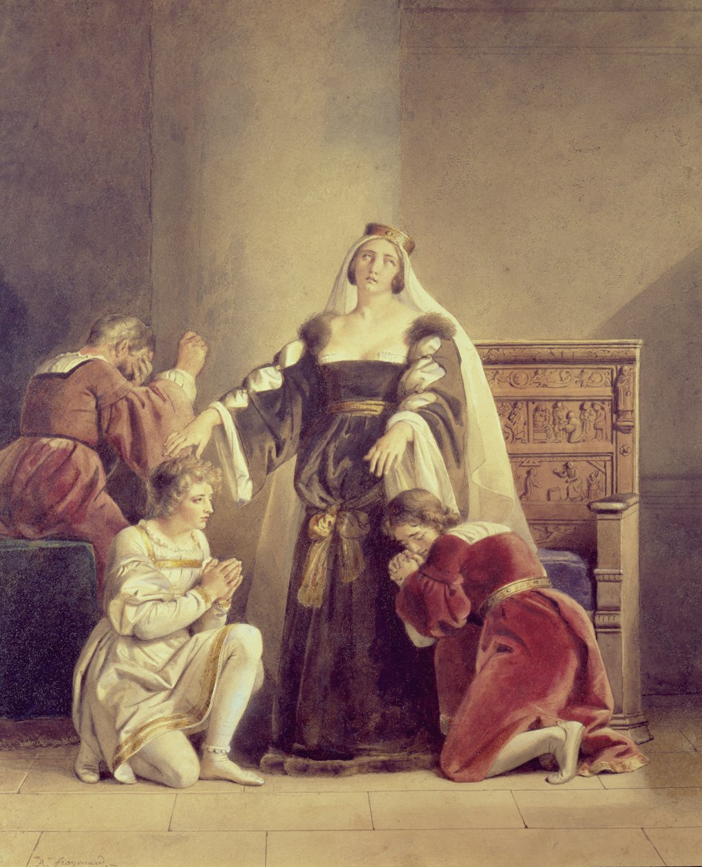 Dronning Elizabeth siger farvel til sine sønner, 1800-tallet af Alexandre Evariste Fragonard