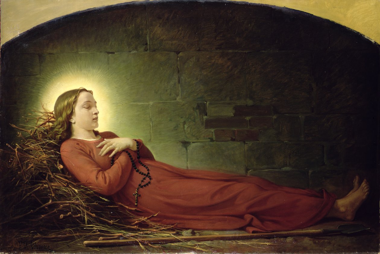 The Death of Germaine Cousin (1579-1601) Jomfruen af Pibrac, ca. 1863 af Alexandre Grellet