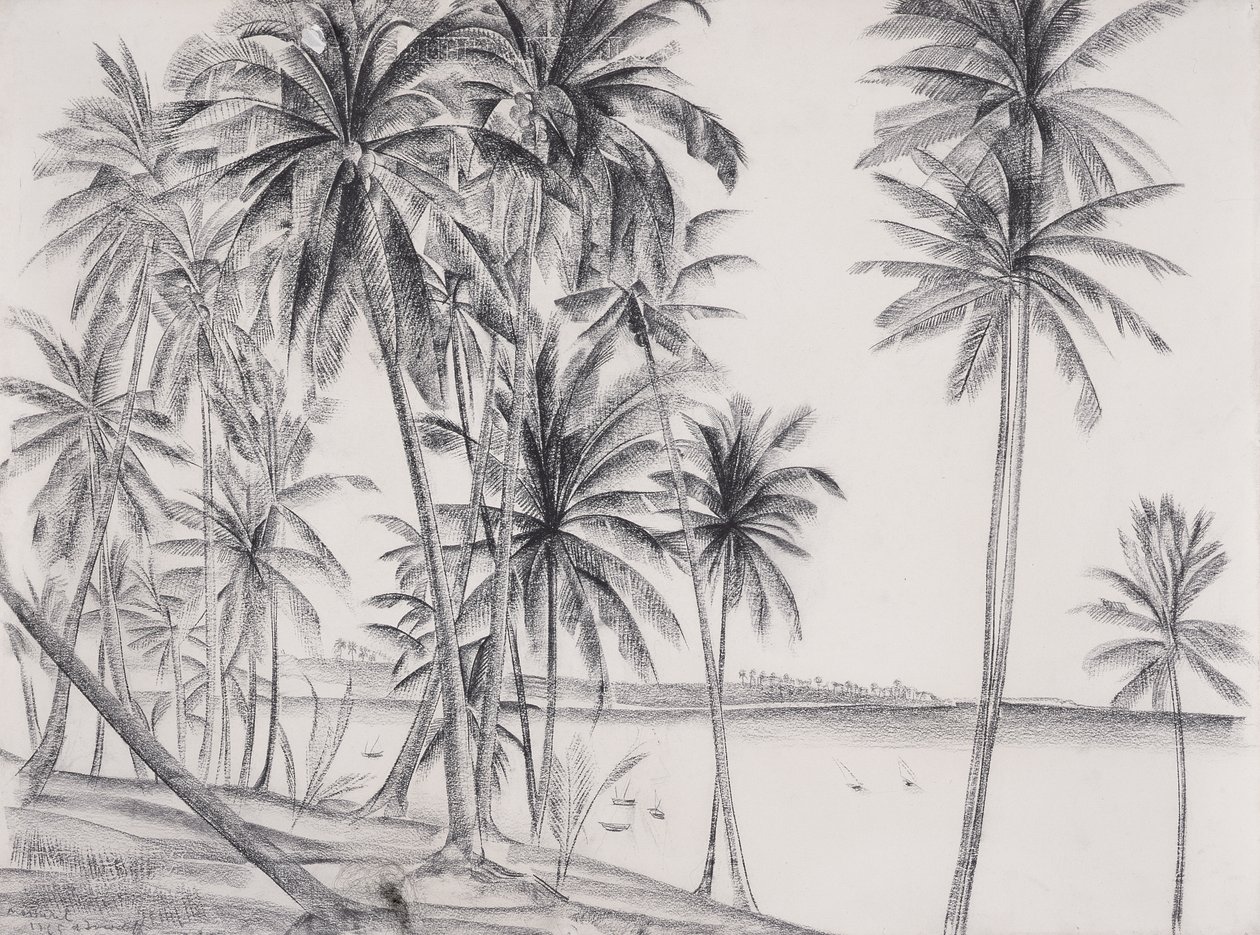 Mossuril, Mozambique, 1925 (sort kridt på papir) af Alexandre Iacovleff