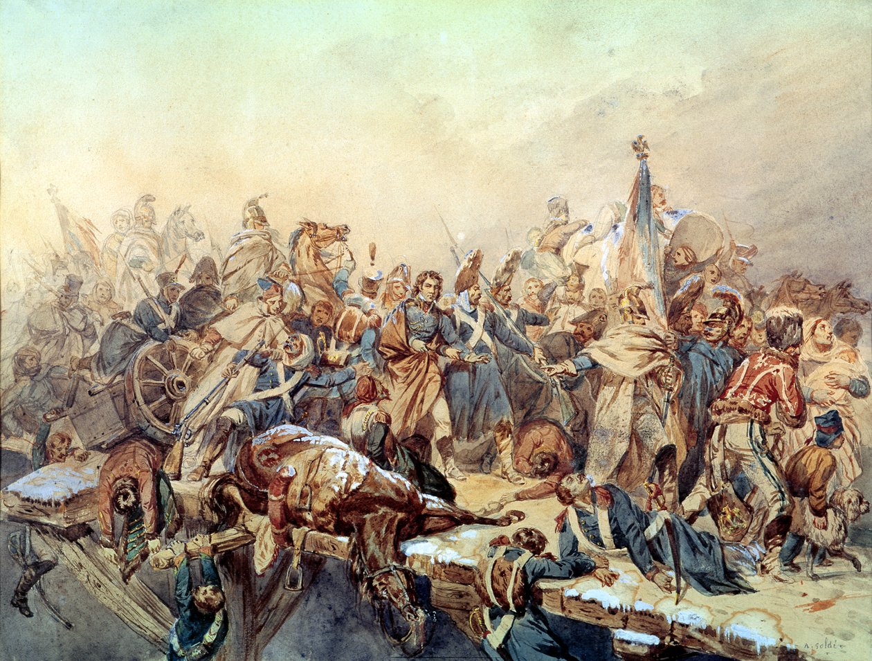 Dominique Larrey krydser Bérézina, november 1812 af Alexandre Solde