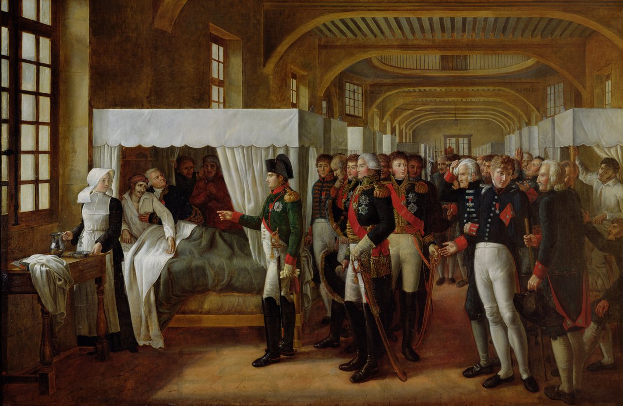 Napoleon besøgte Infirmary of Invalides den 11. februar 1808, 1809 af Alexandre Veron Bellecourt
