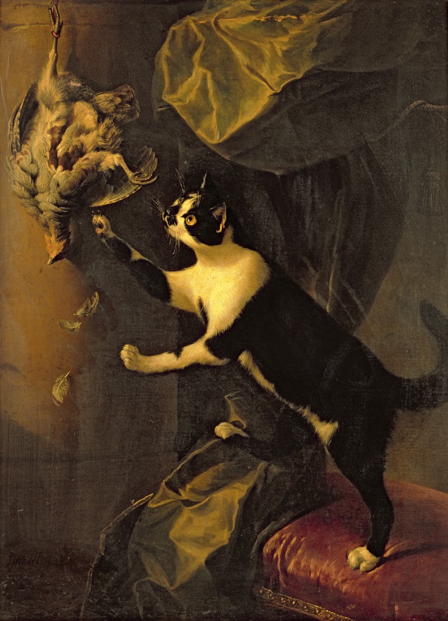 Cat and Dead Game af Alexandre Francois Desportes